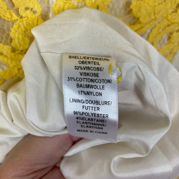 Adrianna Papell Yellow Lace Sleeveless Midi Dress Sz.14 - Picture 10 of 11